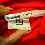 Gorgeous sexy v neck wedding gown long puffy sleeve. Red Size 12 Photo 13