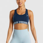 Gymshark  Racerback Sports Bra Women's Size‎ S Blue Logo Performance Dry Moisture Photo 0