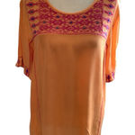 MS South Main Cinco de Mayo Style Vibrant Orange Embroidered Blouse Size S Photo 0