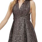 Topshop  Dress Size 8 Gold HOCO Mini Party Sleeveless Fit Flare Cocktail Dressy Photo 12