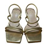 Seychelles  Sz 7 Banks Gold Open Toe Kitten Heel Leather Sandal in Metallic Gold Photo 1