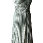 Lulus NWT, Pleating Up Sage Green Satin Jacquard Pleated Midi Dress, Sz S Photo 5