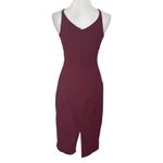 Dress the Population Lyla Midi Dress Women’s Size XS Burgundy Sheath V-Neck Photo 7