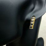 Ross Simons Diamond Sapphire Vermeil Yellow Gold Sterling Silver Hoop Earrings Photo 0