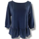 Maeve  by Anthropologie NWOT Women’s Relaxed Fit Mikayla Navy Peplum Top Size M Photo 4