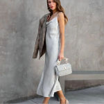 NWT VICI Metallic Cowl Neck‎ Midi Slip Dress Photo 3