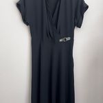 Lauren Ralph Lauren black faux Wrap midi Dress short sleeve belt 8 Photo 2