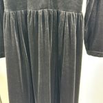 Avon Style Black velvet velour long sleeve gold button Maxi Dress vintage L Size L Photo 7