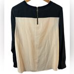 Anne Klein  Black and Cream Blouse Two Tone Long Sleeve Blouse Semi-sheer Med Photo 1