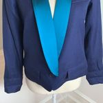 Smythe Les Vestes Navy Blue with Contrast Satin Lapel Crop Blazer 4 Photo 3