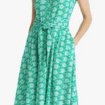 Boden Geometric Print Cap Sleeve Button Front Shirt Dress Size 4 Kelly Green Photo 0