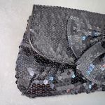 Felix Ray New York Gray Silver Shiny Sequin Clutch Bag With Bow Detail Photo 4