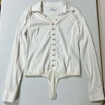 Bailey 44 White Buttoned Collared Long Sleeve Shirt Top Blouse Bodysuit Size M 🤍 Photo 1