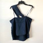Veronica Beard  Belinda One Shoulder Top Ink Blue Jacquard 14 Photo 9