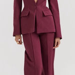 House Of CB  'Rivi'‎ Wine Straight Leg Trousers NWOT size L Photo 0