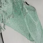 Alberto Makali NWT Women's Lace Sheer Fringe Hem Poncho Mint Green Size S/M Photo 2