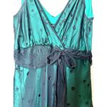 Jonathan Martin VTG Y2K  Dress emerald green silk black sheer mesh polka dot SZ 6 Photo 4