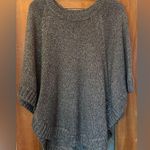 CAbi  Women’s Charcoal Grey Metallic PullOver Button Closure Poncho Sweater-S Photo 0