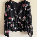 Miss Selfridge  womens blouse top size 12 black floral 3/4 sleeve V‎ Neck Photo 0