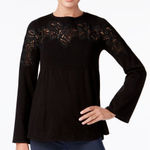 Style & Co Embroidered black jersey blouse Photo 0