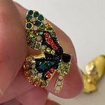 Multicolor rhinestone colorful Butterfly stud earrings Green Photo 3
