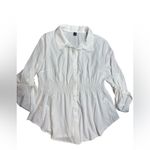 SheIn Women's Elegant White Long Sleeve T-Shirt with Elastic Waist and Neck 2xl Photo 2