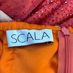 SCALA Vintage Orange Beaded Long Formal Prom Dress Backless Y2K 1990 100% Silk Red Photo 9