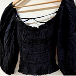 Urban Outfitters NWT  Vida Lace-Back Smocked Top Black Photo 1