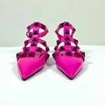 Valentino Garavani  Roman Stud leather Point Toe Flats Pink 37.5 NEW Photo 3
