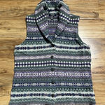 CHAPS  Knit Sweater Vest Women Size M‎ Front Buttons Green Purple Patterned Shawl Photo 0