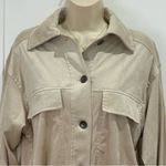 Max Studio  Vicuna Faux Suede Bomber Jacket Soft Button Up Oyster Beige Small New Photo 5