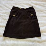 J. McLaughlin  Microfiber‎ Brown Skirt Gold Metal Details  Pockets Size 2 Photo 2