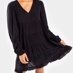 Urban Outfitters Black Long Sleeve V neck Swiss dot Dress Size small NEW Photo 0