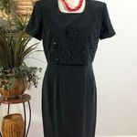 Patrick Formal Dress Women's Sz 6 Black Floral Beaded Sequin Back Zip 100% Silk Photo 0