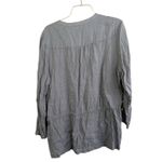 Magaschoni  100% Linen Gray Button-Down Adjustable Waist Women's Blouse Top Photo 2