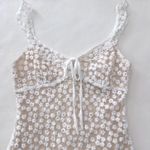 Lulus  Charmaine White Embroidered Floral Sheer Mini Dress Size S $60 Photo 5