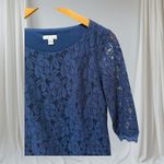 London Times  Lace Overlay Dress Blue Size 4 Photo 2