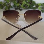 Large Rise Gold Shimmer Frame Brown Sunglasses Photo 4