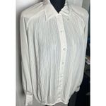 Vintage Alexandria Women’s Blouse Sz 8 Ivory Pleated Front Long‎ Sleeve White Photo 5