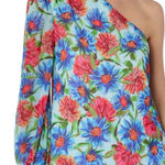 Milly  Emilia Painted Watercolor Dahlia Print‎ Top Blouse One Arm Chiffon Sz S Photo 0
