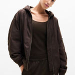 Athleta New  S Upfield Bomber Jacket Truffle Brown Small Photo 0
