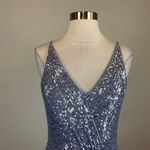 AQUA Sleeveless Sequin Evening Gown Size 6 Blue Thigh Slit Long Formal Dress by Photo 4