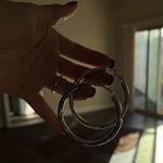 Large Silver Tube Hoop Earrings Photo 2