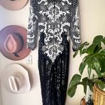 Vintage SWEELO sequins pearl silk maxi dress formal pageant‎ SIZE MEDIUM Black Photo 12
