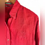 Ralph Lauren Lauren  L Linen Holly Red Button Down Shirt Photo 2