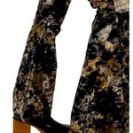 Free People Inferno Stretch Denim Metallic Abstract Floral Raw Hem Flare Jeans Photo 4