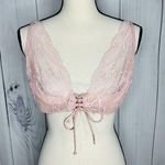 Victoria's Secret  Dusty Rose Pink Lace Plunge Bra Size 38D Tie Front Photo 0