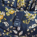 Gap  Dark Floral‎ Womens Top Size XS Blue Tie Neck Flowy Feminine BOHO Prairie Photo 4