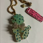Betsey Johnson Gold and Blue Poodle Necklace Photo 1