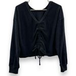 Aerie  Terry Cloth Muted Black‎ Long Sleeve Cinch Pullover Sweater Sz XS NEW Photo 5